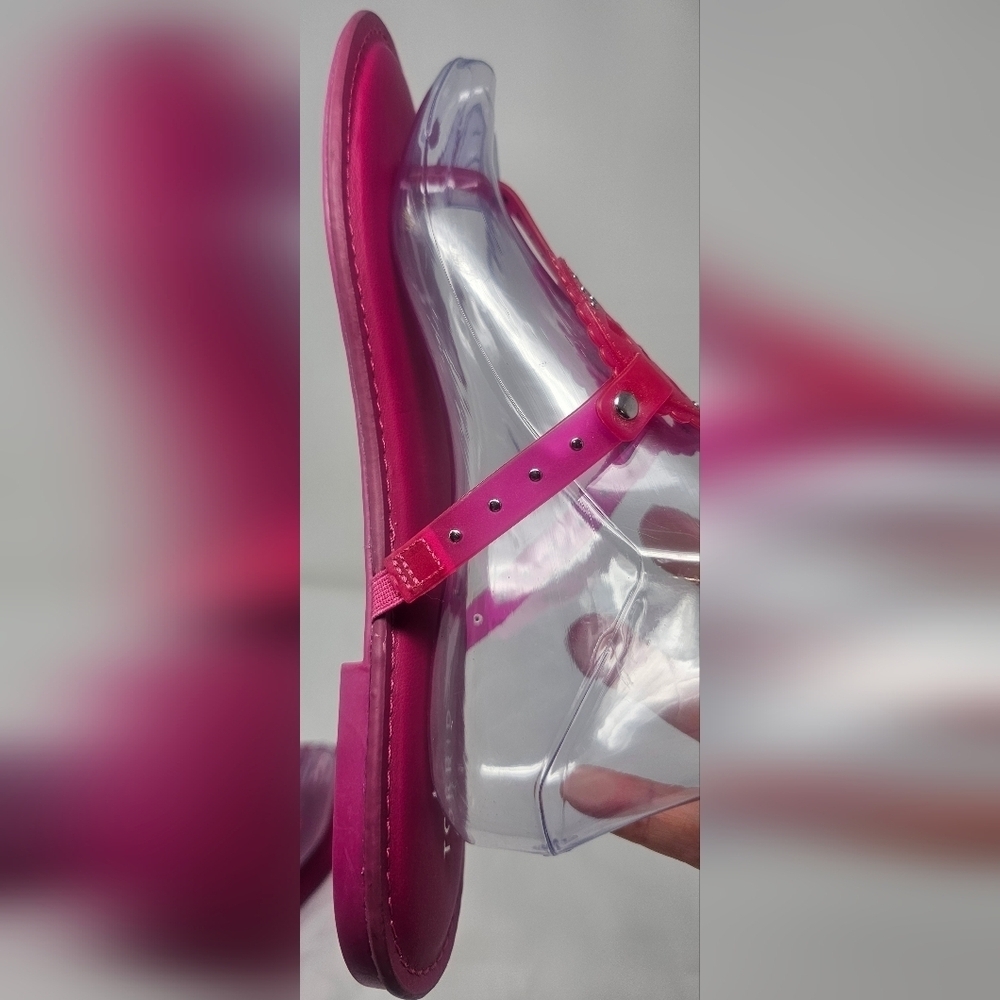 Torrid Women's Medallion T-Strap Jelly Thong Flat Sandals Fuschia NEW Size 10WW - Picture 6 of 12